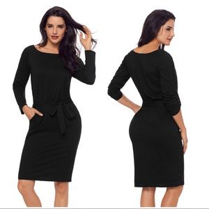 One Left! Black Casual Over the Knee Dress!